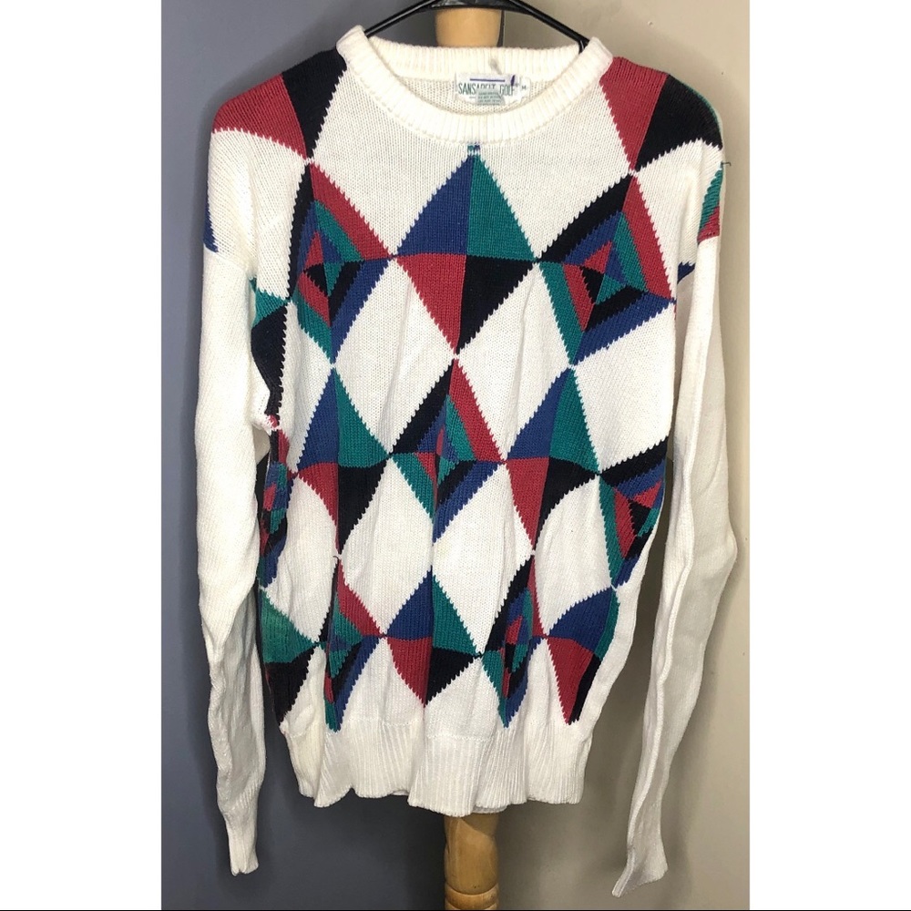 Vintage argyle sweater 100% cotton size M